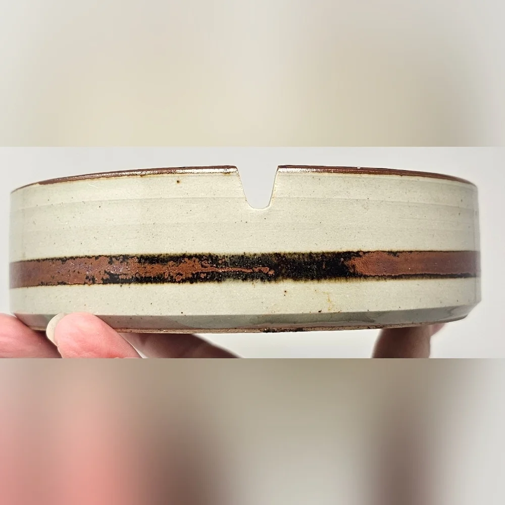 Vintage Hand Crafted Otagiri Original Speckled Stoneware Pottery Floral Ashtray - Picture 8 of 13